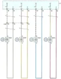 Цветная схема подключения датчиков вращения колес B5LF B5RF B5LR B5RR к блоку ABS Chevrolet Cruze