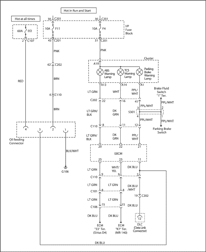 Схема цепей системы АБС Лачетти