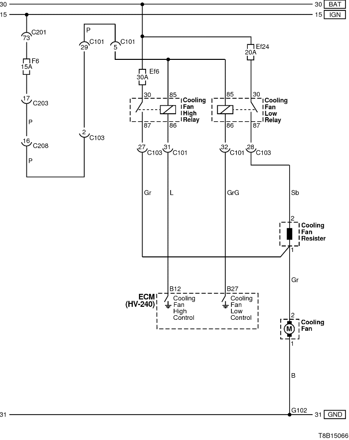 Схема вентилятора охлаждения Chevrolet Aveo