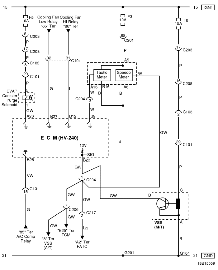Схема цепей ЭБУ HV-240 Шевроле Авео