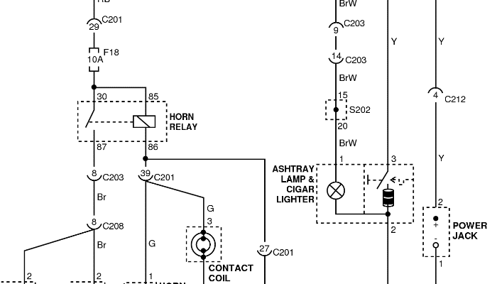 Схема звукового сигнала, розетки, прикуривателя Chevrolet Aveo